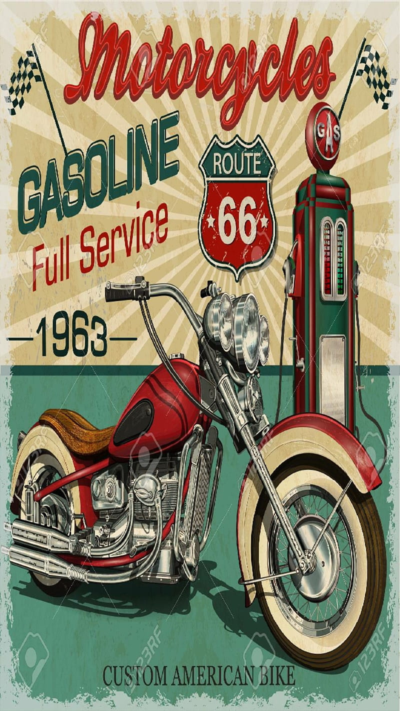Full service, motorcycle, sign, vintage, logo, gas, travel, harley davidson, ride, HD phone wallpaper