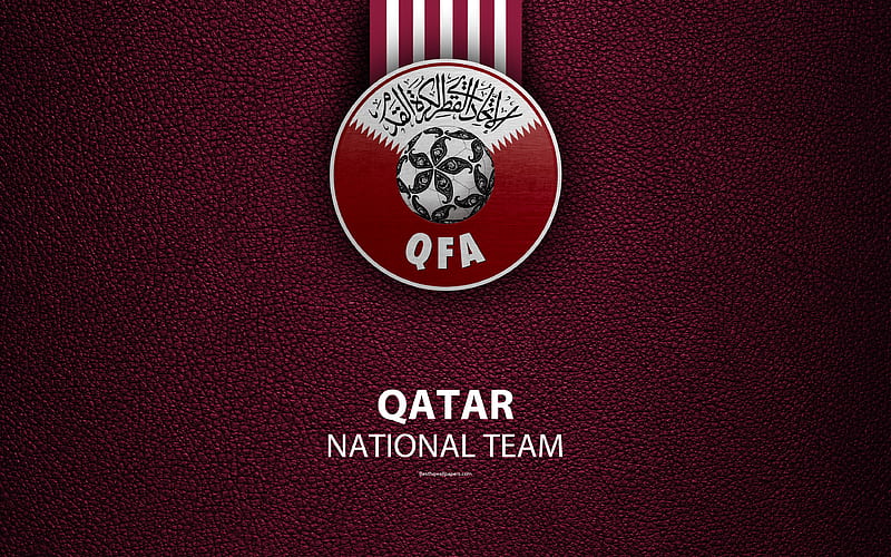 Qatar national football team, Qatar Football Association leather texture, emblem, logo, Asia, football, Qatar, HD wallpaper