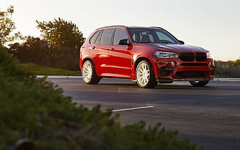 BMW X5M, 2017, F85, SUV, tuning X5, red X5, white wheels, German cars, BMW, HD wallpaper