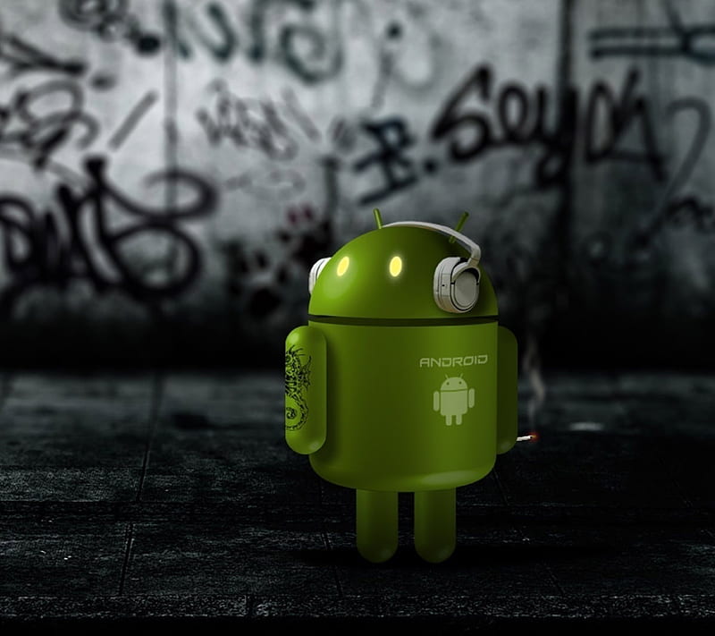Android, brand, dark, graffiti, mobile, robot, science, technology, HD wallpaper