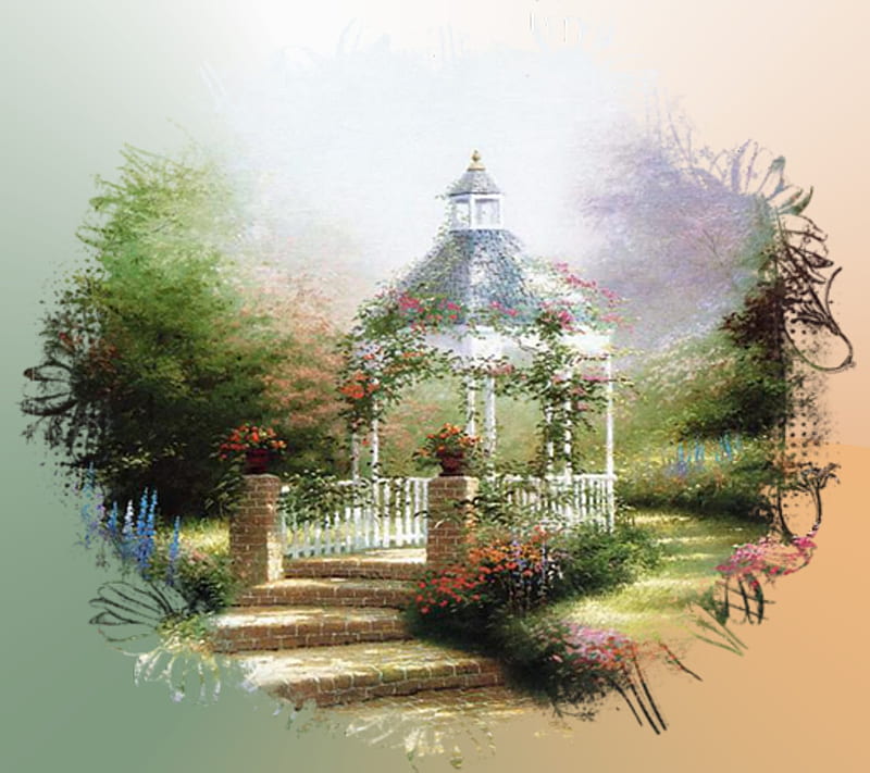 garden arbor, nature, HD wallpaper