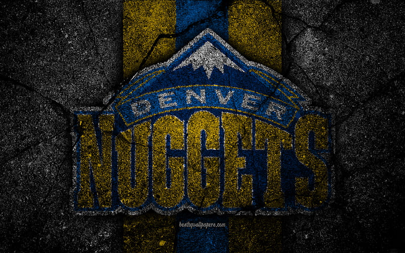 Denver Nuggets, NBA logo, black stone, basketball, Western Conference, asphalt texture, USA, creative, basketball club, Denver Nuggets logo, HD wallpaper