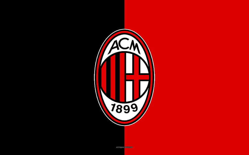 AC Milan logo, emblem, red black background, Serie A, Italy, Italian football club, HD wallpaper