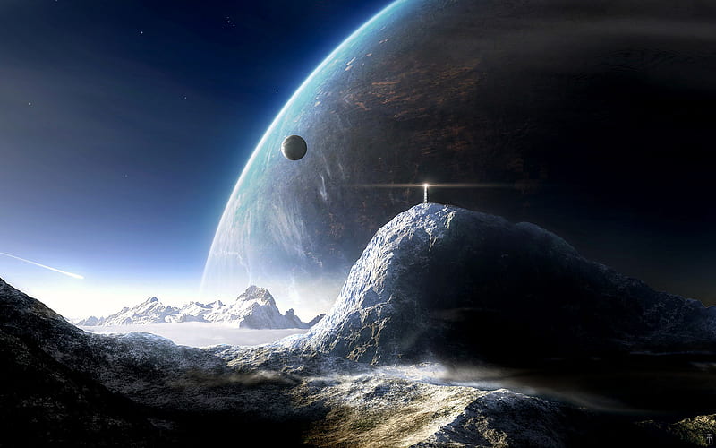 Landscape, Planet, Sci Fi, Planet Rise, Planetscape, HD wallpaper