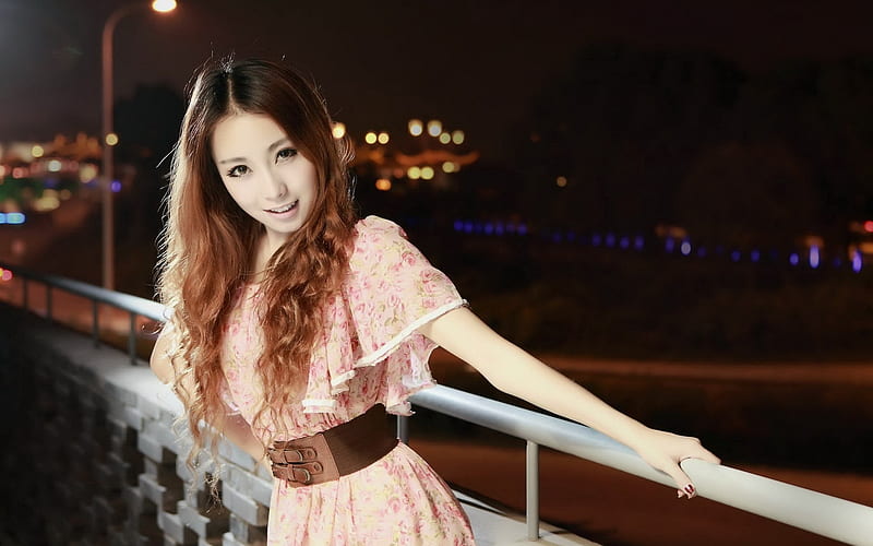 asian girl dress belt brunette-Girl, HD wallpaper