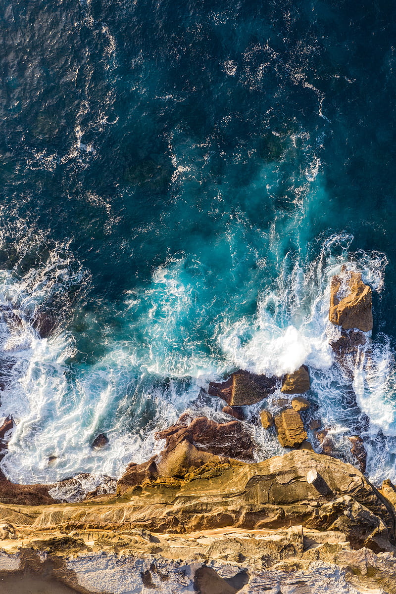 rock, waves, foam, surf, HD phone wallpaper