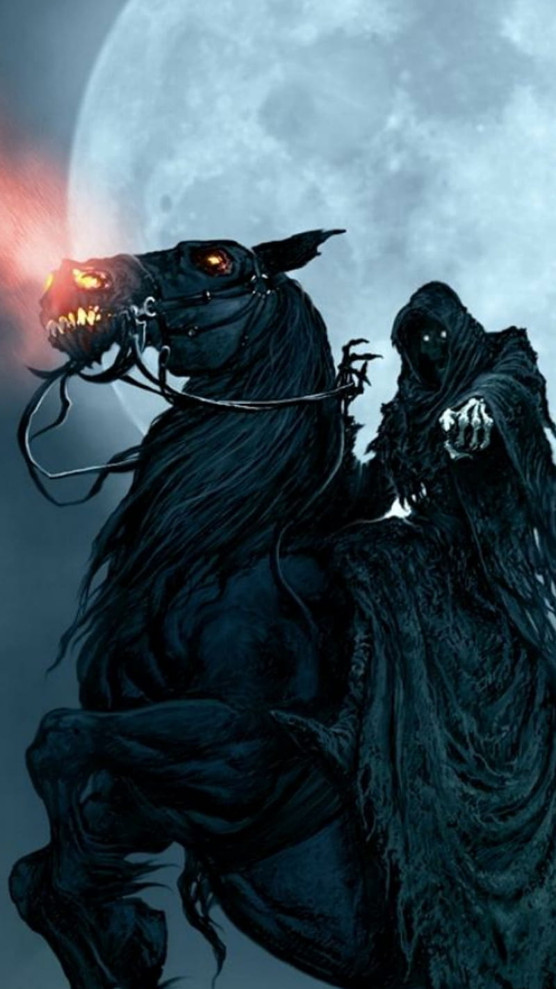 Reaper, death, grim reaper, halloween, horse, scary, skull, HD phone wallpaper