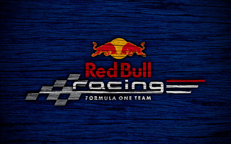 Red Bull Racing fan art, F1 teams, F1, Red Bull Racing flag, Formula 1, wooden texture, logo, Formula 1 2018, HD wallpaper