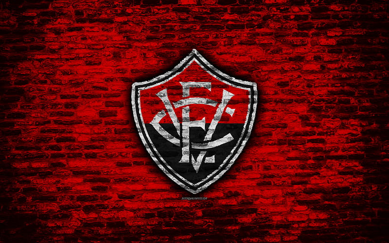 FC Vitoria emblem, Brazilian Seria A, grunge, soocer, Brazil, Vitoria, football club, brick texture, Vitoria FC, HD wallpaper
