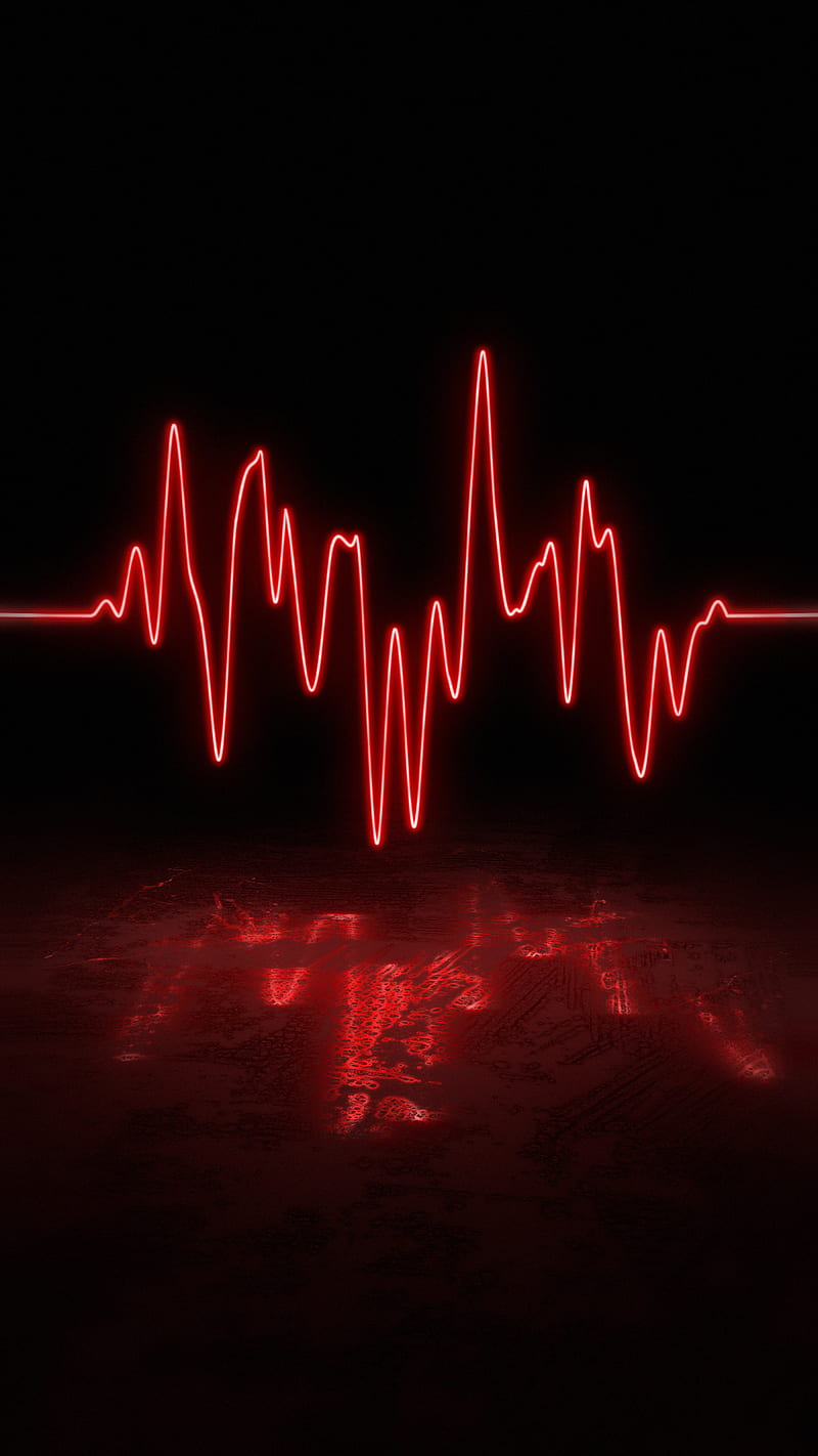 Sound wave, glow, life, neon, pulse, pulse rate, red, samsung, xiaomi, HD  phone wallpaper | Peakpx