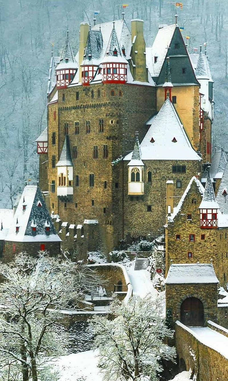 castle, caslte, nature, winter, HD phone wallpaper