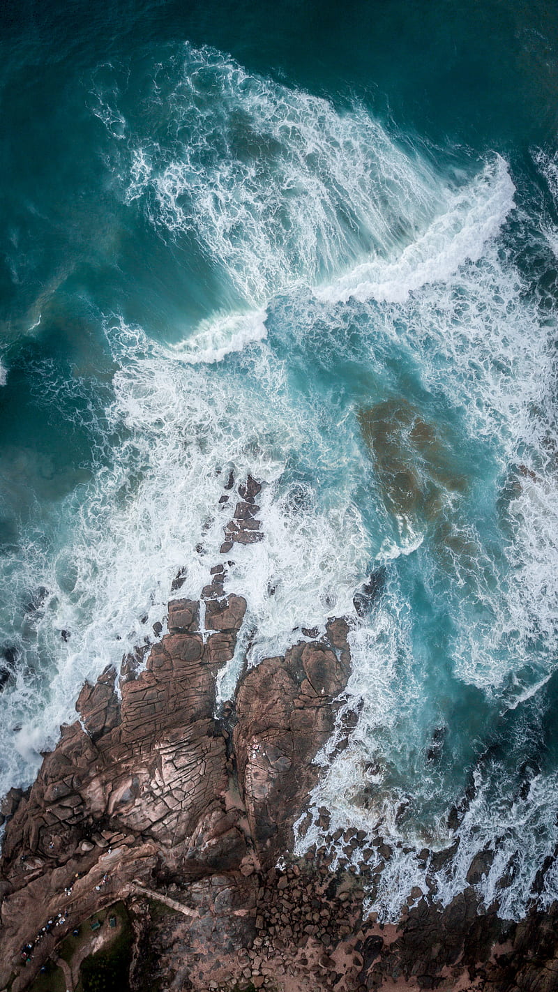 Powered by Nature, Morne, beach, drone, rocks, south africa, HD phone wallpaper