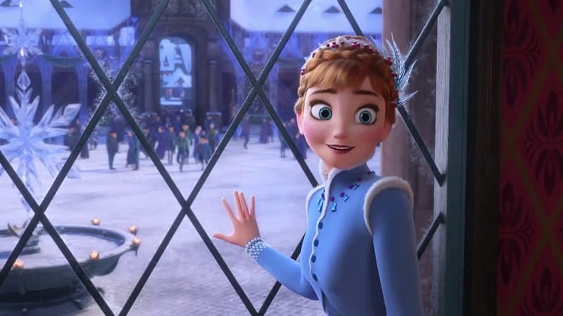 Frozen 2 (2019), frozen 2, princess, winter, disney, blue, anna, elsa, window, iarna, fantasy, girl, HD wallpaper