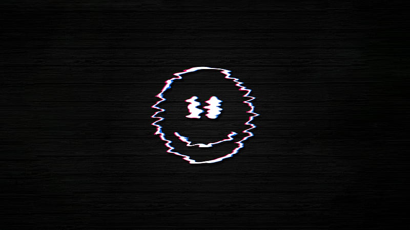 Smiley Glitch Dark Black, HD wallpaper