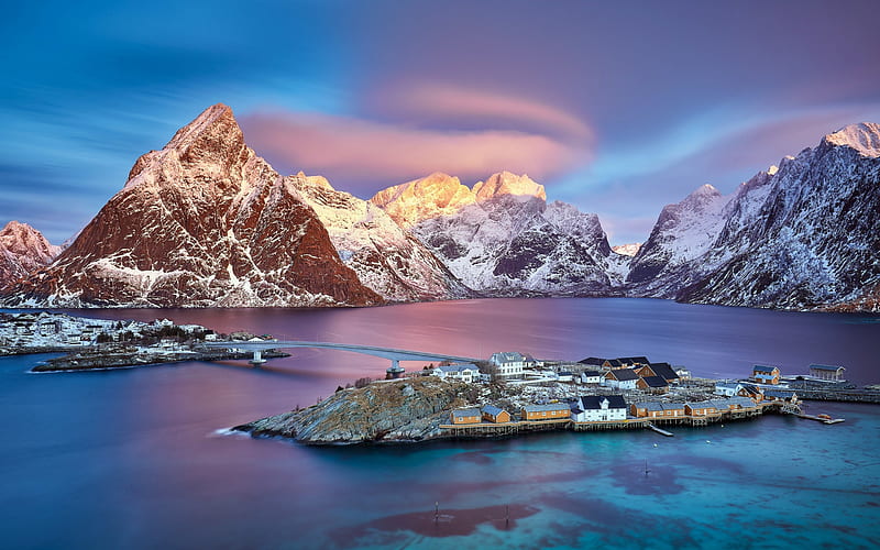 Norway Mountains Island Sunrises 2019 Nature, HD wallpaper