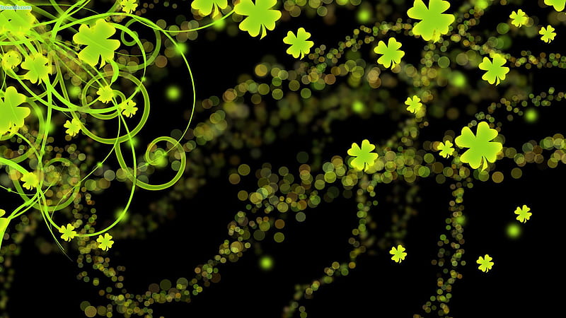 Green Flowers In Bokeh Background St. Patrick's Day, HD wallpaper