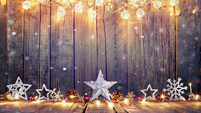 Christmas Decoration With Snowflake Star In Wood Snowflake, HD wallpaper