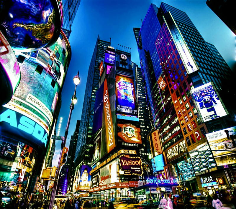 Times Square NY, 2014, city, colorful, cool, evening new, newyork, nice, view, HD wallpaper