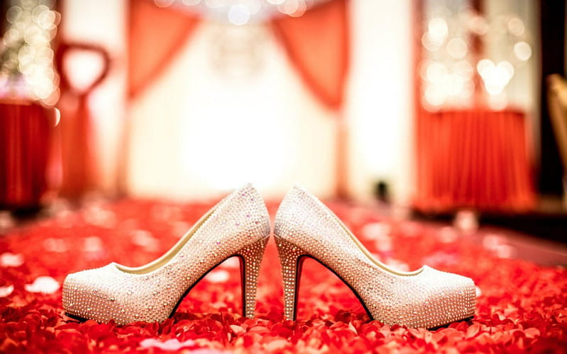 Wedding shoe, stiletto, red, shoe, wedding, HD wallpaper