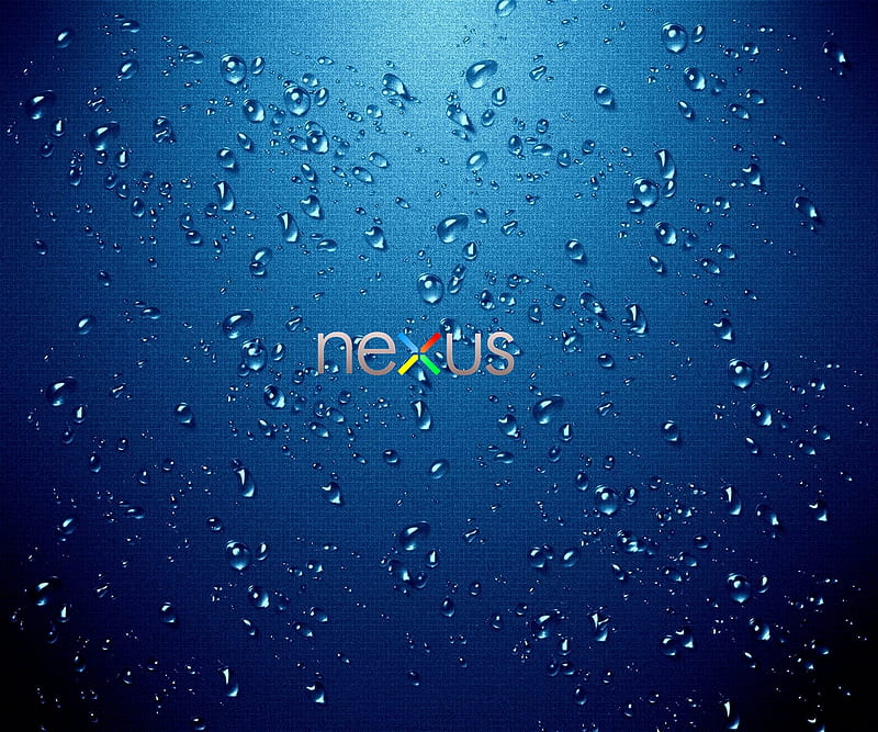 Nexus, blue, drops, logo, HD wallpaper
