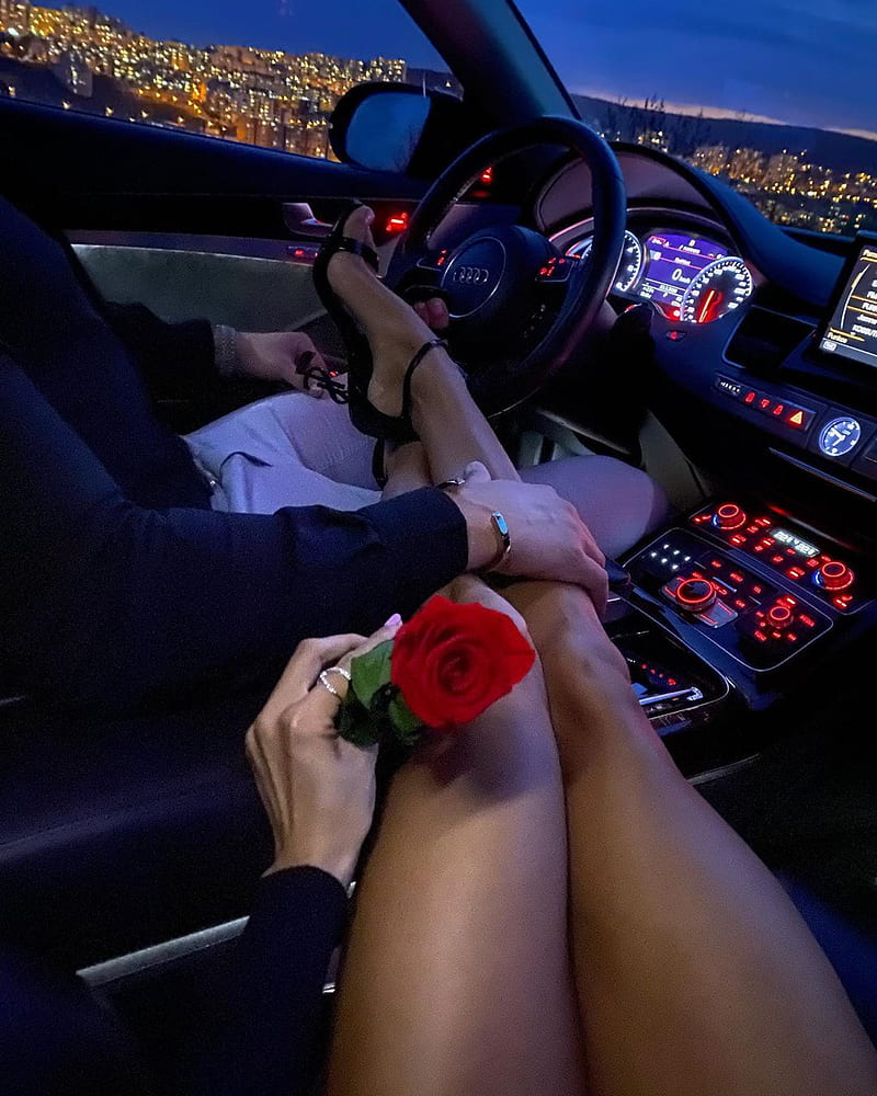 Audi Romance, car, girl, HD phone wallpaper