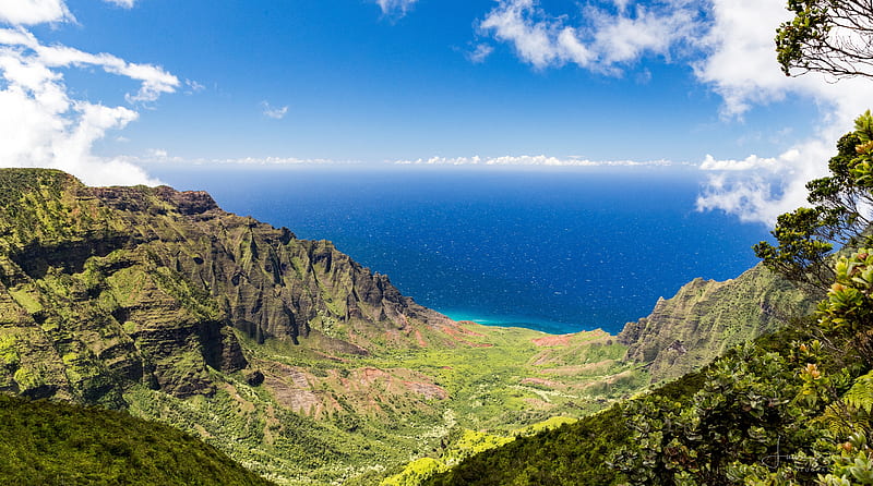 Kalalau Valley Panoramic View, Kauai, Hawaii Ultra, Travel, Islands, Pacific, Blue, View, beach, Nature, Paradise, bonito, Landscape, Summer, Green, Trees, Shore, Valley, Forest, Water, Amazing, Colors, graphy, Hawaii, Park, Woods, Clouds, Hills, Wilderness, Coast, Cliffs, Daylight, canon, Bushes, Kauai, Magnificent, wideangle, unitedstates, f28l, 2470mm, 24mm, handheld, landscapegraphy, canoneos6d, bracketed, bracketing, majestical, travelgraphy, canonef2470mmf28liiusm, iso800, napalicoastwildernesspark, pali, HD wallpaper