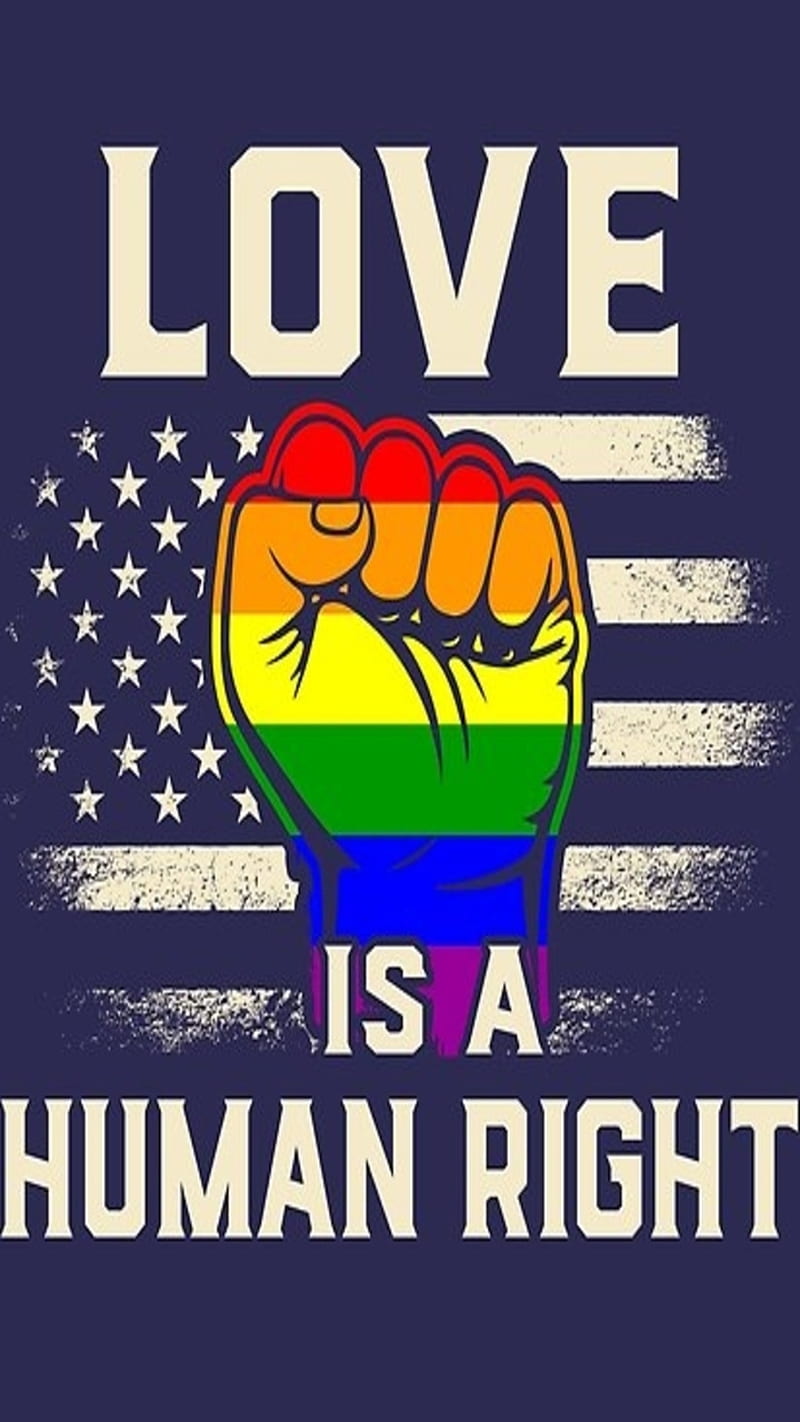 Love Human Right, fist, flag, human right, lgbt, lgbtqia, pride, HD phone wallpaper