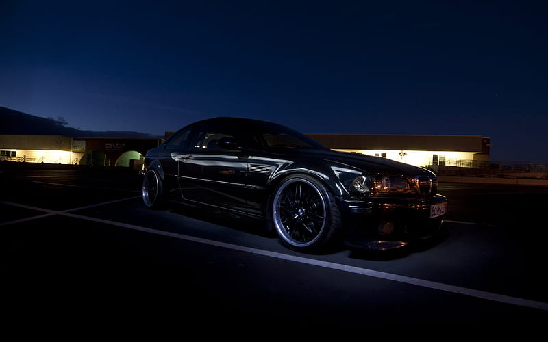 BMW M3, night, e46, tuning, german cars, black m3, BMW, HD wallpaper