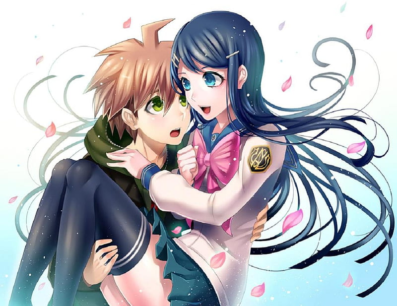 Naegi & Sayaka, anime, love, game, dangan ronpa, long hair, couple, HD  wallpaper | Peakpx