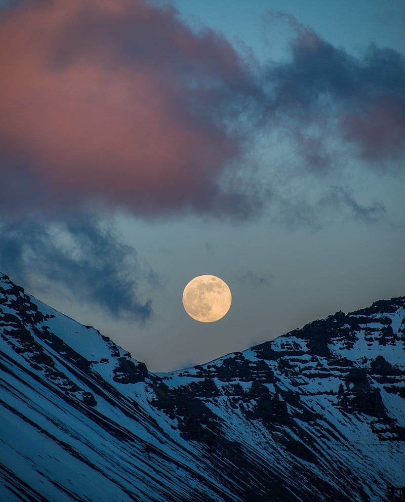 Moonrise, cloud, mountain, night, sky, HD phone wallpaper