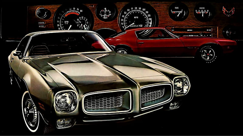 1972 Pontiac firebird dashboard, carros, advertising, automobile, 1972 pontiac, 1972 firebird, HD wallpaper