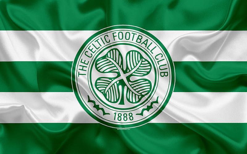 Celtic FC Scottish Football Club, logo, emblem, Scottish Premiership, football, Glasgow, Scotland, UK, silk flag, Scottish Football Championship, HD wallpaper