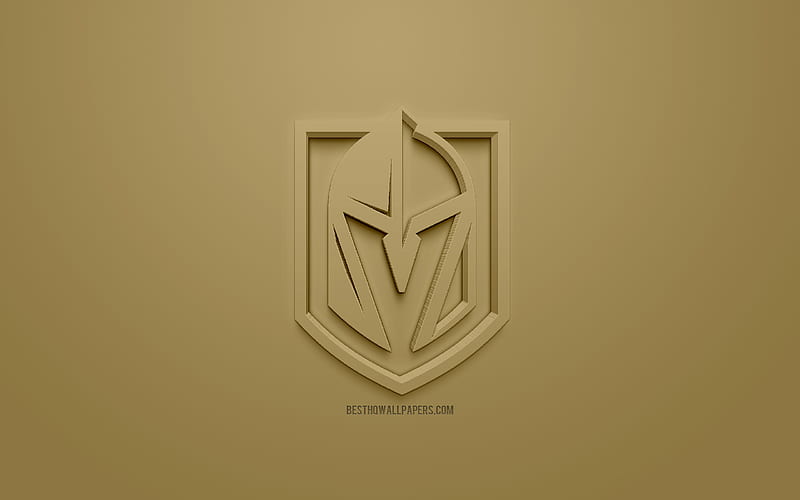 Vegas Golden Knights, American hockey club, creative 3D logo, golden background, 3d emblem, NHL, Paradise, Nevada, USA, National Hockey League, 3d art, hockey, 3d logo, HD wallpaper