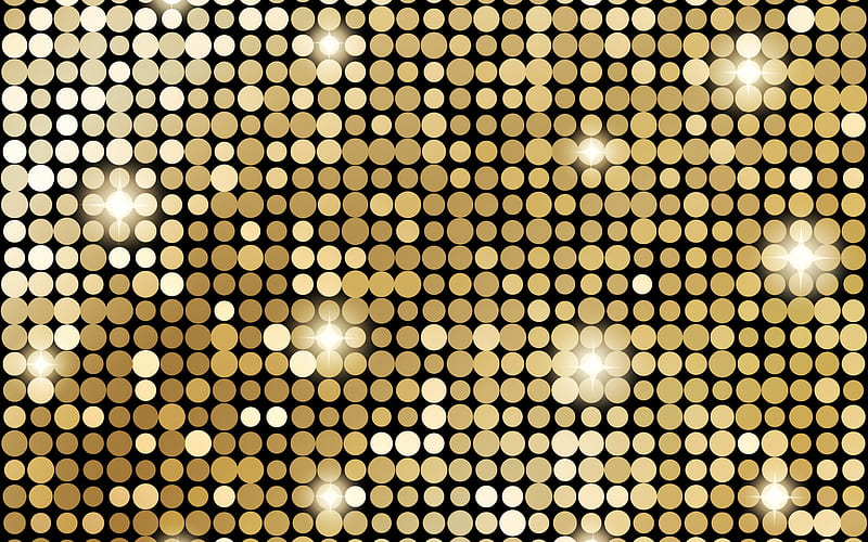 black background with gold dots, golden texture, creative background with golden circles, golden mosaic texture, Black and Gold Polka Dots, HD wallpaper