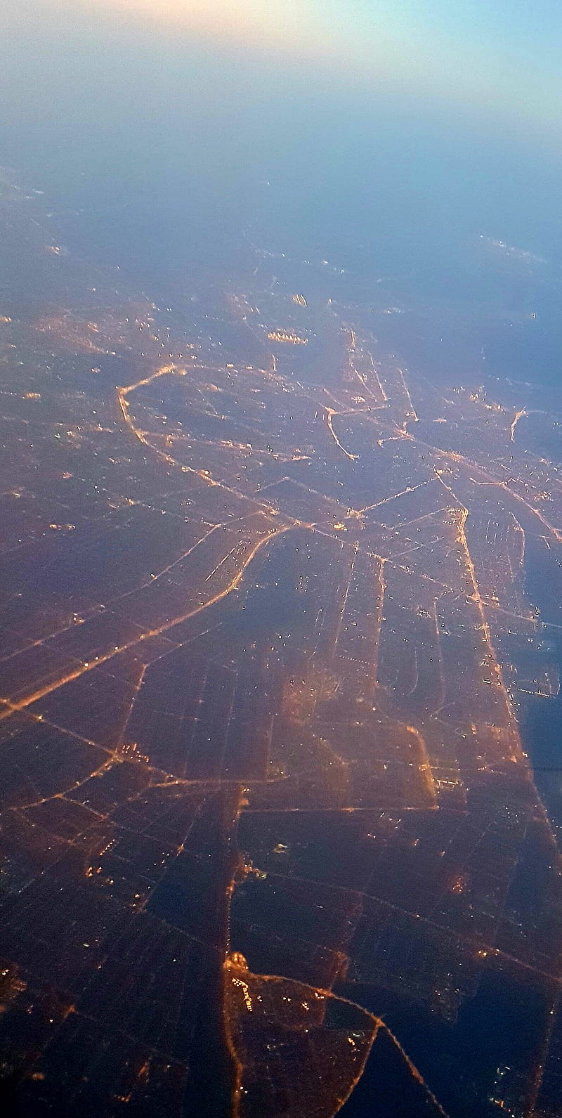 Budapest from air, airplane, flying, lights, night, street lights, theme, wizzair, HD phone wallpaper