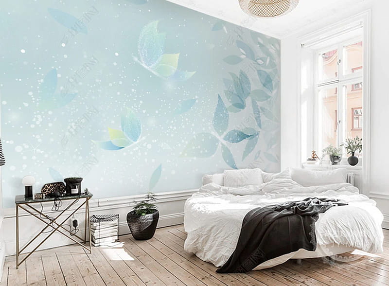 3D for House Wall Walls Bedroom for Wallssimple Abstract Creative Leaf Butterfly Art Mural Living Room Bedroom, 400 * 280Cm : Everything Else, HD wallpaper