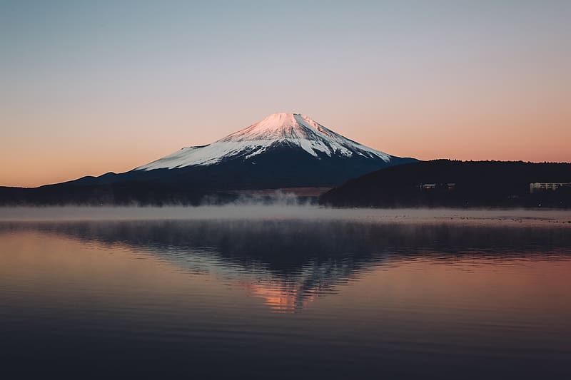 Mountain, Lake, Reflection, , Japan, Volcano, Mount Fuji, Volcanoes, HD wallpaper