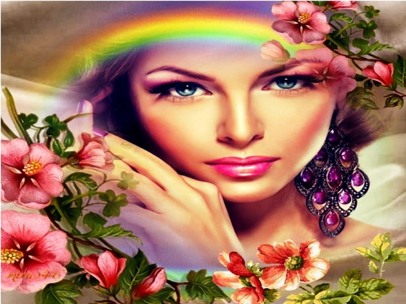 flowers lady, flowers, digital art, woman, manipulation, HD wallpaper