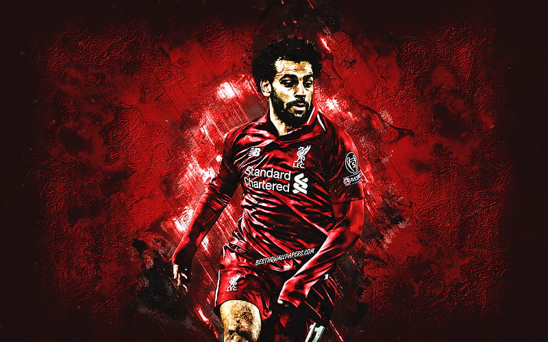 Mohamed Salah, Liverpool FC, portrait, Egyptian soccer player, striker, red creative background, Premier League, England, football, HD wallpaper