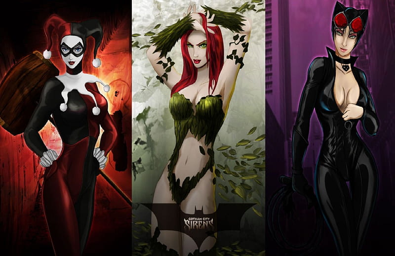 Gotham City Sirens, posion ivy, harley quinn, gotham, batman, catwoman, HD  wallpaper | Peakpx