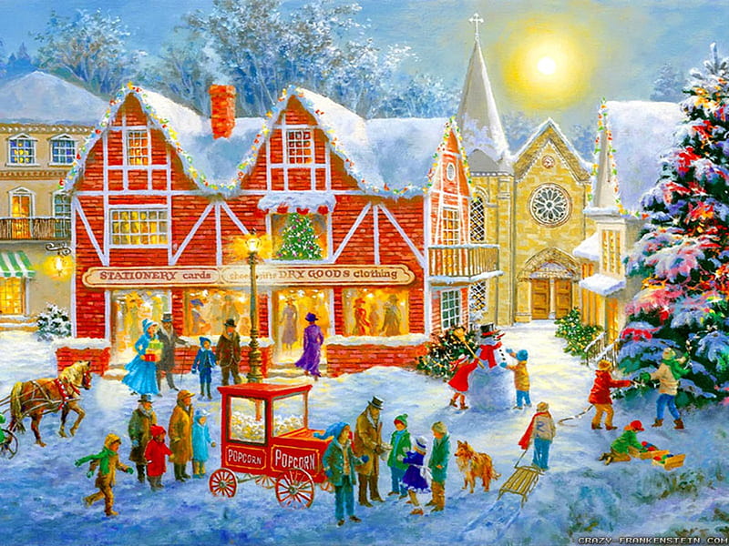 Classic vintage style christmas celebration paintings for kids story time  images