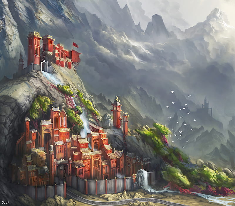 fantasy mountain fortress