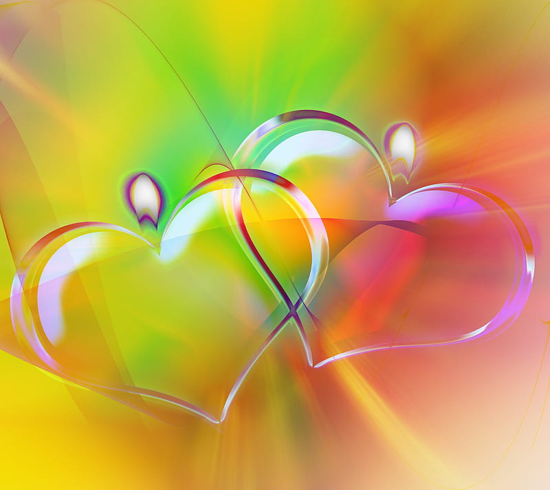 Heart Abstract, holiday, love, pink, red, valentine, yellow, HD wallpaper