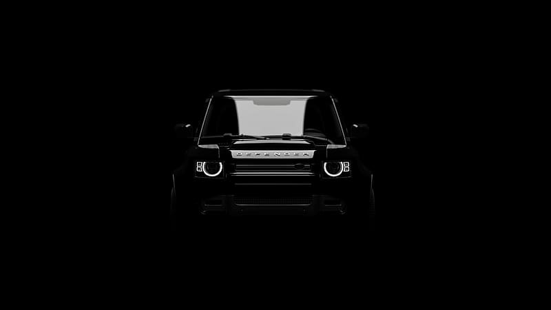 Dark, front view, Land Rover Defender, 2023 car, HD wallpaper