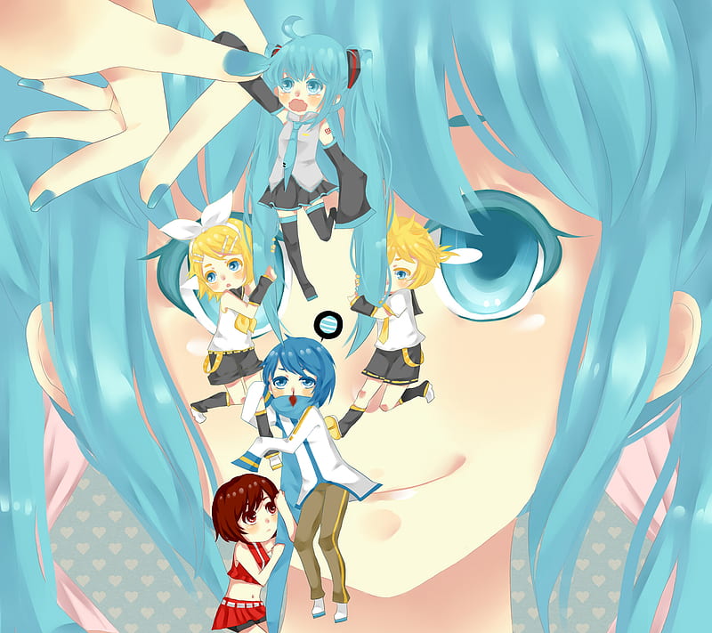 Vocaloid, anime, len, meiko, miku, rin, HD wallpaper