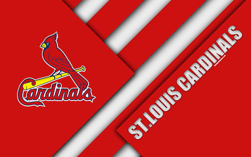 St Louis Cardinals, MLB red abstraction, logo, material design, baseball, St Louis, Missouri, USA, Major League Baseball, Central division, HD wallpaper