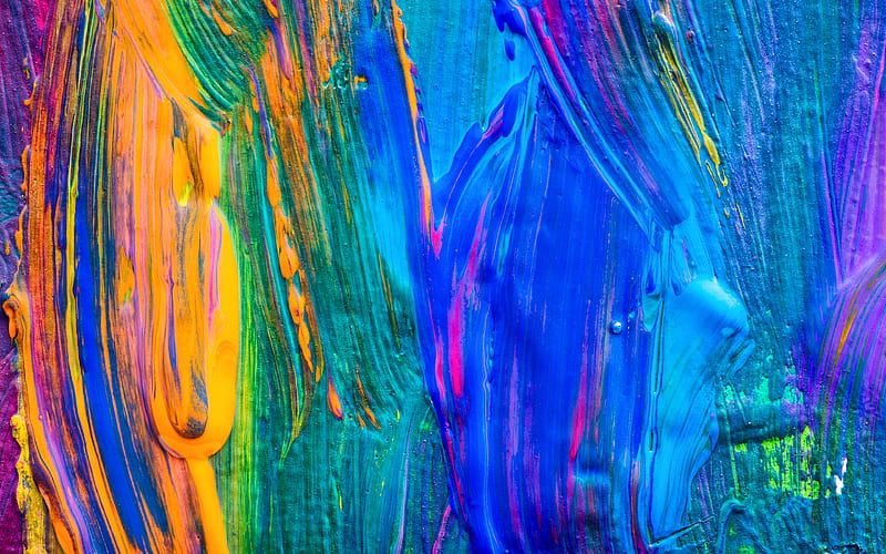 colorful oil paint macro, oil paint textures, colorful wavy background, creative, colorful backgrounds, HD wallpaper