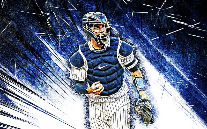 Gary Sanchez, blue abstract rays MLB, New York Yankees, baseball, Major  League Baseball, HD wallpaper