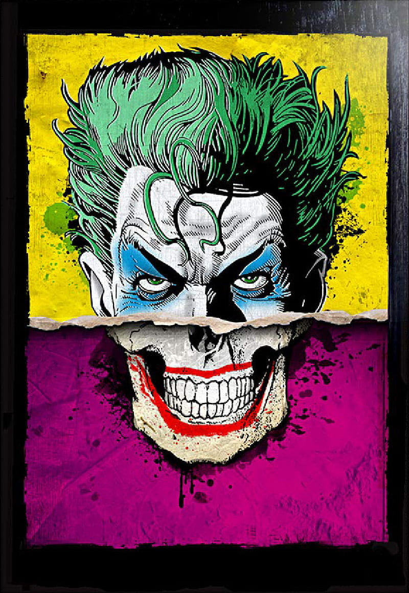 Joker, dc comics, heroes, paint, skull, HD phone wallpaper