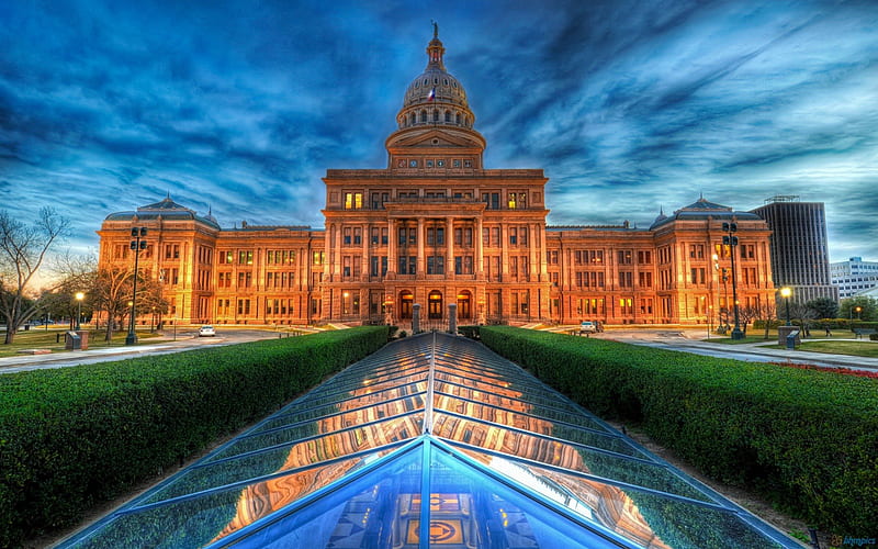Texas Capitol at Dusk, texas, sunsets, capitol building, dusk, nature, twilight, HD wallpaper